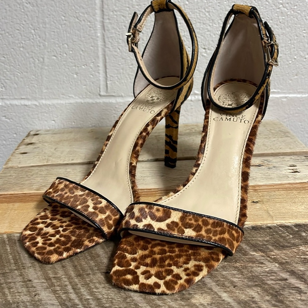 Vince Camuto cowhide ankle strap heels, size 8.5